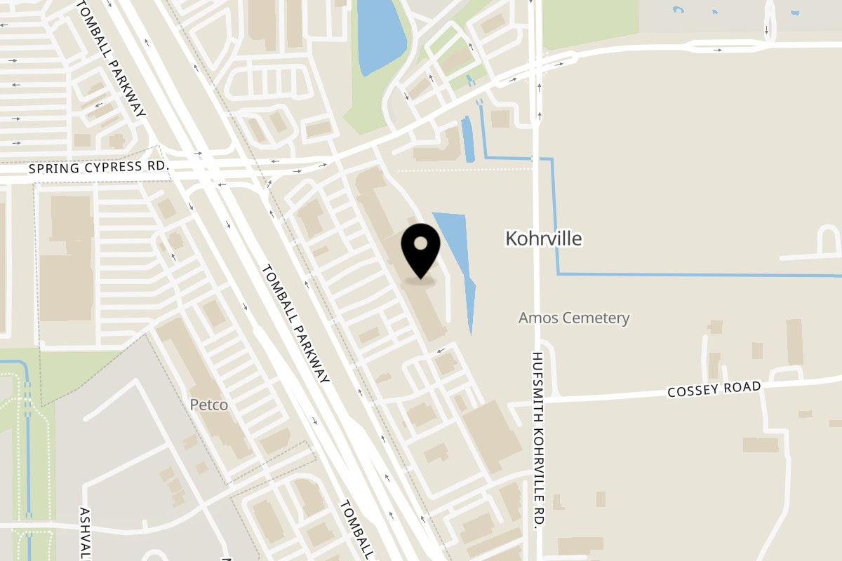 Map showing the location of Petit Beignets and Tapioca on 22490 TX-249 Ste A in Houston